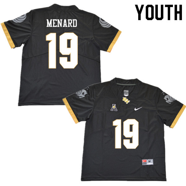 Youth #19 Justin Menard UCF Knights College Football Jerseys Sale-Black